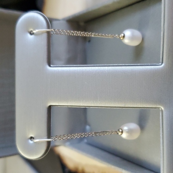 Vintage Jewelry - Sterling Silver 925 Pearl Threader Earrings